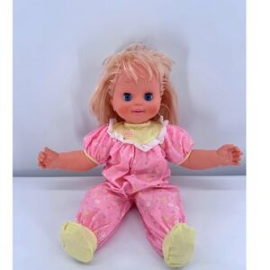 Toy Biz Vintage 1992 Baby Loves to Talk  Doll Pink  Pajamas Interactive Talking